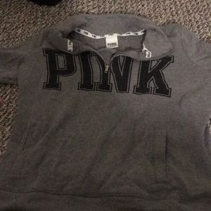 Pink gray quarter zip